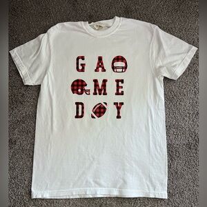 Football game day checkered print short sleeve T-shirt